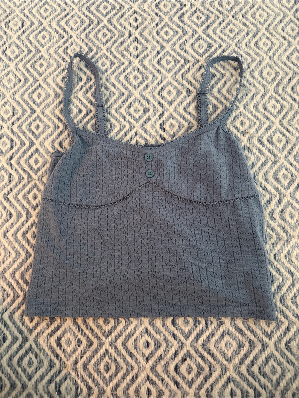 Edikted Blue Knit Cropped Tank Top